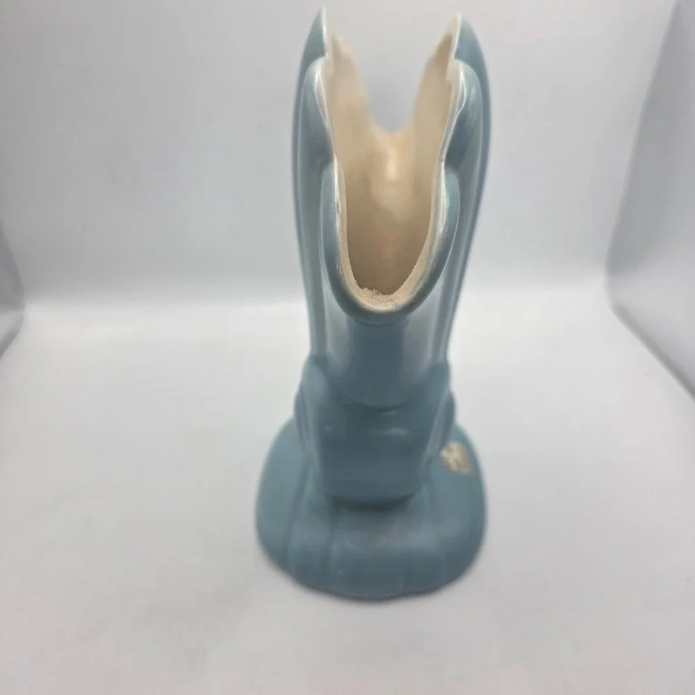 Red Wing Pottery 892 Blue Fan Shell Nautilus Vase USA Art Deco MCM 7.5